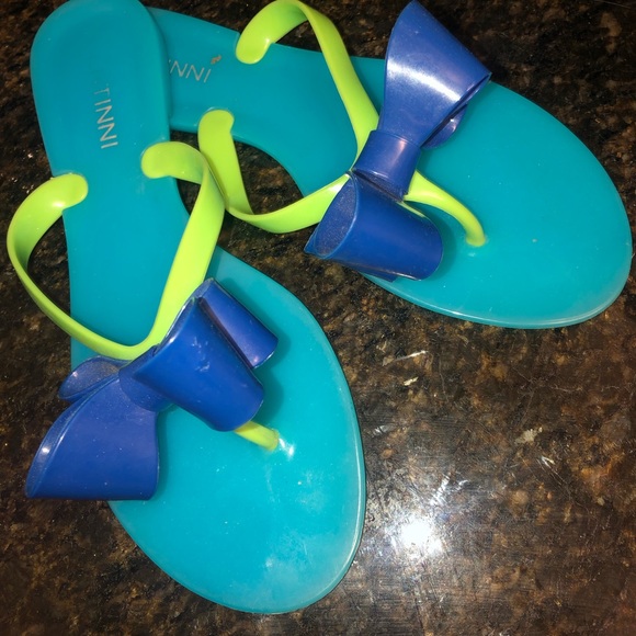 FUN blue navy jelly beach sandal flip flop size 7 - Picture 5 of 6